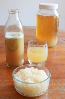 Culture club: Home-made fermented ginger and lime water kefir made from kefir grains.